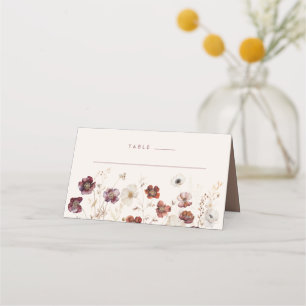 Cartão De Mesa Casamento Floral Beige Fall