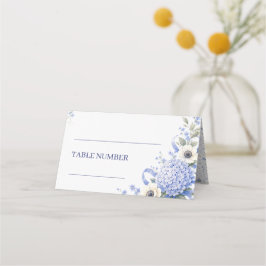 Cartão De Mesa Casamento Floral Boho Flores Azul Marinho