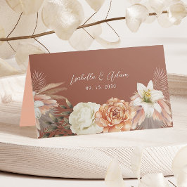 Cartão De Mesa Casamento Floral Boho Outono