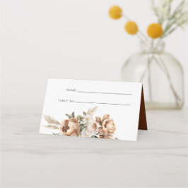 Cartão De Mesa Casamento Floral Boho Pampas Terracota Rústico de