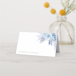 Cartão De Mesa Casamento Floral Bonito, Dusty Blue