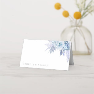 Cartão De Mesa Casamento Floral Bonito, Dusty Blue