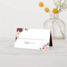 Cartão De Mesa Casamento Floral Burgundy Blush