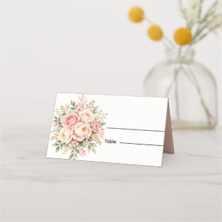 Cartão De Mesa Casamento Floral Champanhe Blush Sage