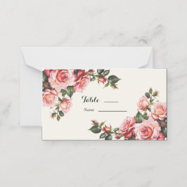 Cartão De Mesa Casamento floral, cor-de-rosa elegante e rosas ver