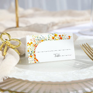 Cartão De Mesa Casamento Floral das Flores Selvagens de Aquarela 