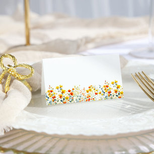 Cartão De Mesa Casamento Floral das Flores Selvagens de Aquarela