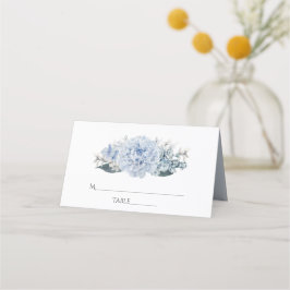 Cartão De Mesa Casamento Floral de Aquarela Azul Empoeirado