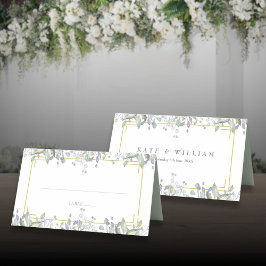 Cartão De Mesa Casamento Floral de Aquarela com Salvia e Lilás
