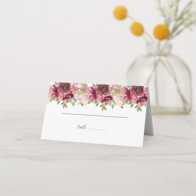 Cartão De Mesa Casamento Floral de Aquarela de Jardim de Verão (Frente)