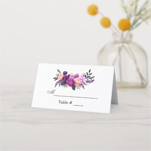 Cartão De Mesa Casamento Floral de Cor de Água Púrpura Ultra Viol