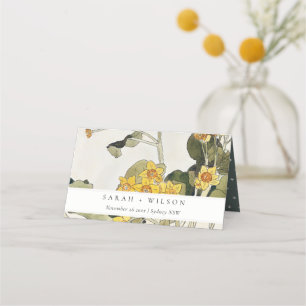 Cartão De Mesa Casamento Floral De Daffodil Amarelo-Russo Elegant
