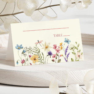 Cartão De Mesa Casamento Floral de Flores Selvagens