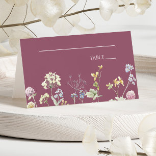 Cartão De Mesa Casamento Floral de Flores Silvestres