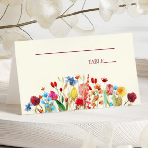 Cartão De Mesa Casamento Floral de Flores Silvestres
