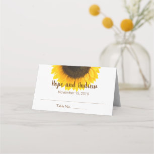 Cartão De Mesa Casamento Floral de Girassol