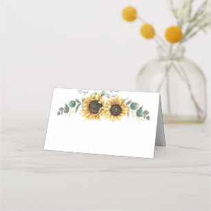 Cartão De Mesa Casamento Floral de Girassol Eucalyptus Greenery