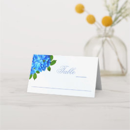 Cartão De Mesa Casamento Floral de Hortênsia Azul