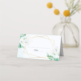 Cartão De Mesa Casamento Floral de Lily Lily, Branca Geométrica M
