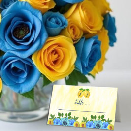 Cartão De Mesa Casamento Floral de Limão Ensolarado