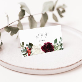 Cartão De Mesa Casamento Floral de Natal Elegante