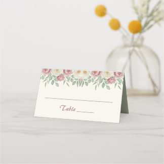 Cartão De Mesa Casamento Floral de Peônia Rosa Elegante e Empolvi