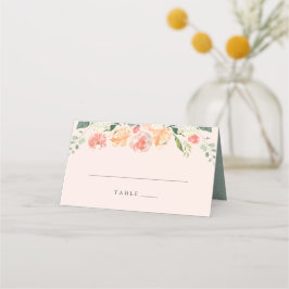 Cartão De Mesa Casamento Floral de Primavera Blush Chic Peach