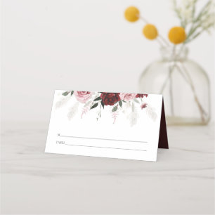 Cartão De Mesa Casamento Floral de Rosas Rosa Espelhadas Elegante