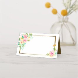 Cartão De Mesa Casamento Floral de Rosas Rosa Pêssegas