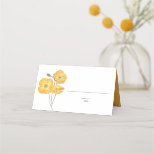 Cartão De Mesa Casamento Floral de Verão com Poppies Laranja Aqua