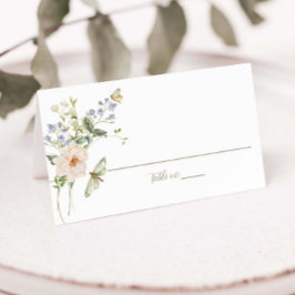 Cartão De Mesa Casamento Floral Delicado Flor de Campo Pastel Ele