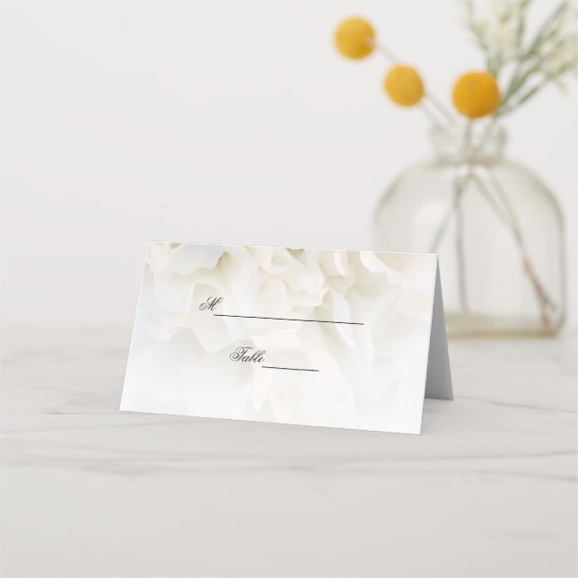 Cartão De Mesa Casamento Floral do Cravo Branco (Frente)