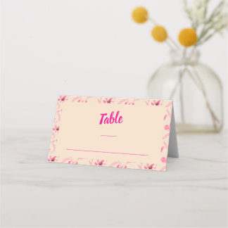 Cartão De Mesa Casamento Floral Elegante Bege e Rosa Blush