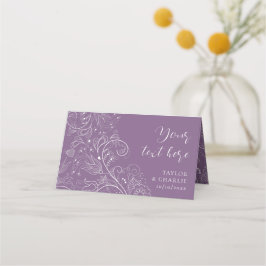 Cartão De Mesa Casamento Floral Elegante Roxo Dusty