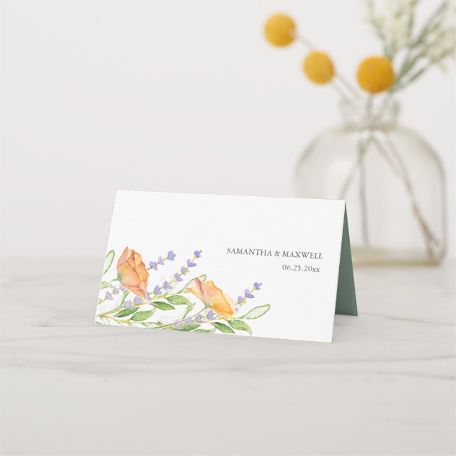 Cartão De Mesa Casamento Floral em Aquarela (Verso)