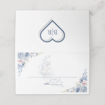 Casamento Floral em Aquarela Azul Elegante