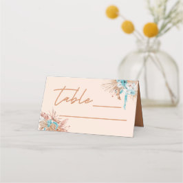 Cartão De Mesa Casamento Floral Marrom Terroso com Letra Moderna