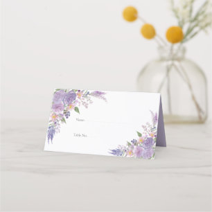 Cartão De Mesa Casamento Floral Mauve Script da Lavanda Lilac Mod