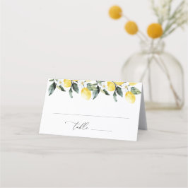 Cartão De Mesa Casamento Floral Moderno com Lemon Greenery