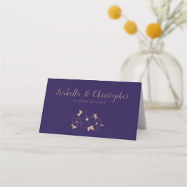 Cartão De Mesa Casamento floral moderno floral azul-de-cobre e me