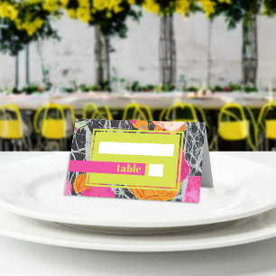 Cartão De Mesa Casamento Floral Moderno Máximo Marmoreado