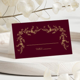Cartão De Mesa Casamento Floral Moldura Toile Champanhe Borgonha