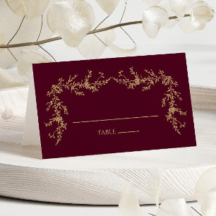 Cartão De Mesa Casamento Floral Moldura Toile Champanhe Borgonha