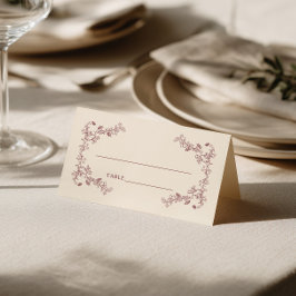 Cartão De Mesa Casamento Floral Moldura Vintage Rústico Vinho