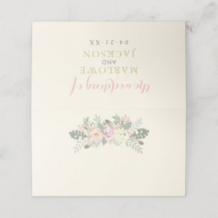 Cartão De Mesa Casamento Floral Monograma Dourado Rosa Marfim Boh