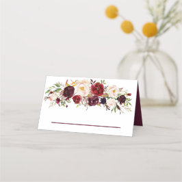 Cartão De Mesa Casamento Floral Profundo Burgundy
