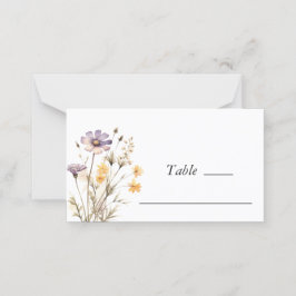 Cartão De Mesa Casamento Floral Púrpura Elegante