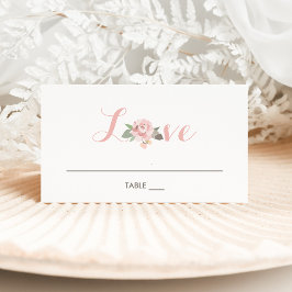 Cartão De Mesa Casamento Floral Rosa Bege Romântico Dourado