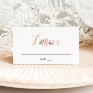 Cartão De Mesa Casamento Floral Rosa Bege Romântico Dourado