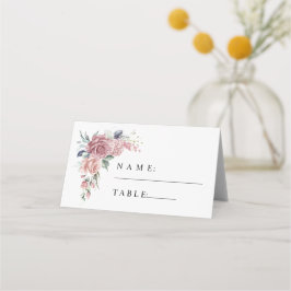 Cartão De Mesa Casamento Floral Rosa Empoeirado